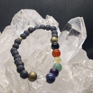 Chakra and Lava Stone Bead Bracelet