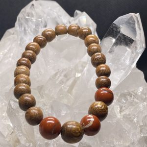 Red Jasper and Wood bead Bracelet