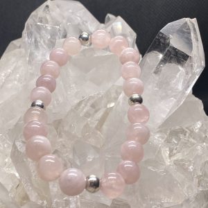 Rose Quartz with Sterling Silver beads Bracelet