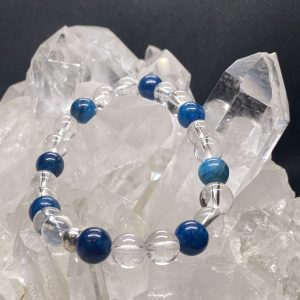 Blue Apatite and Clear Quartz Bracelet