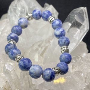 Sodalite (Matte) with Pewter Barrel Spacers